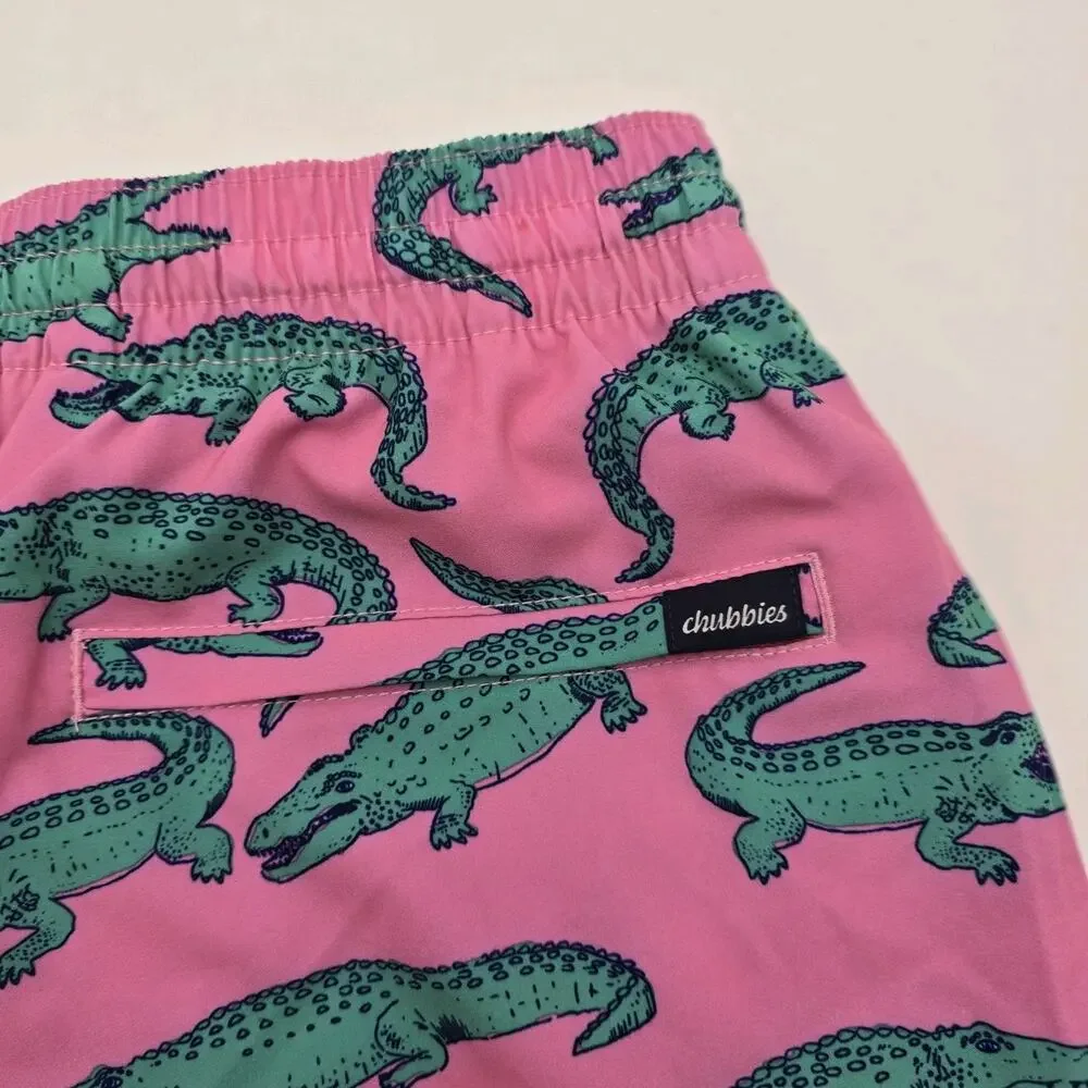 Chubbies Swim Trunks Mens Pink Alligator Glades Brief Liner Shorts